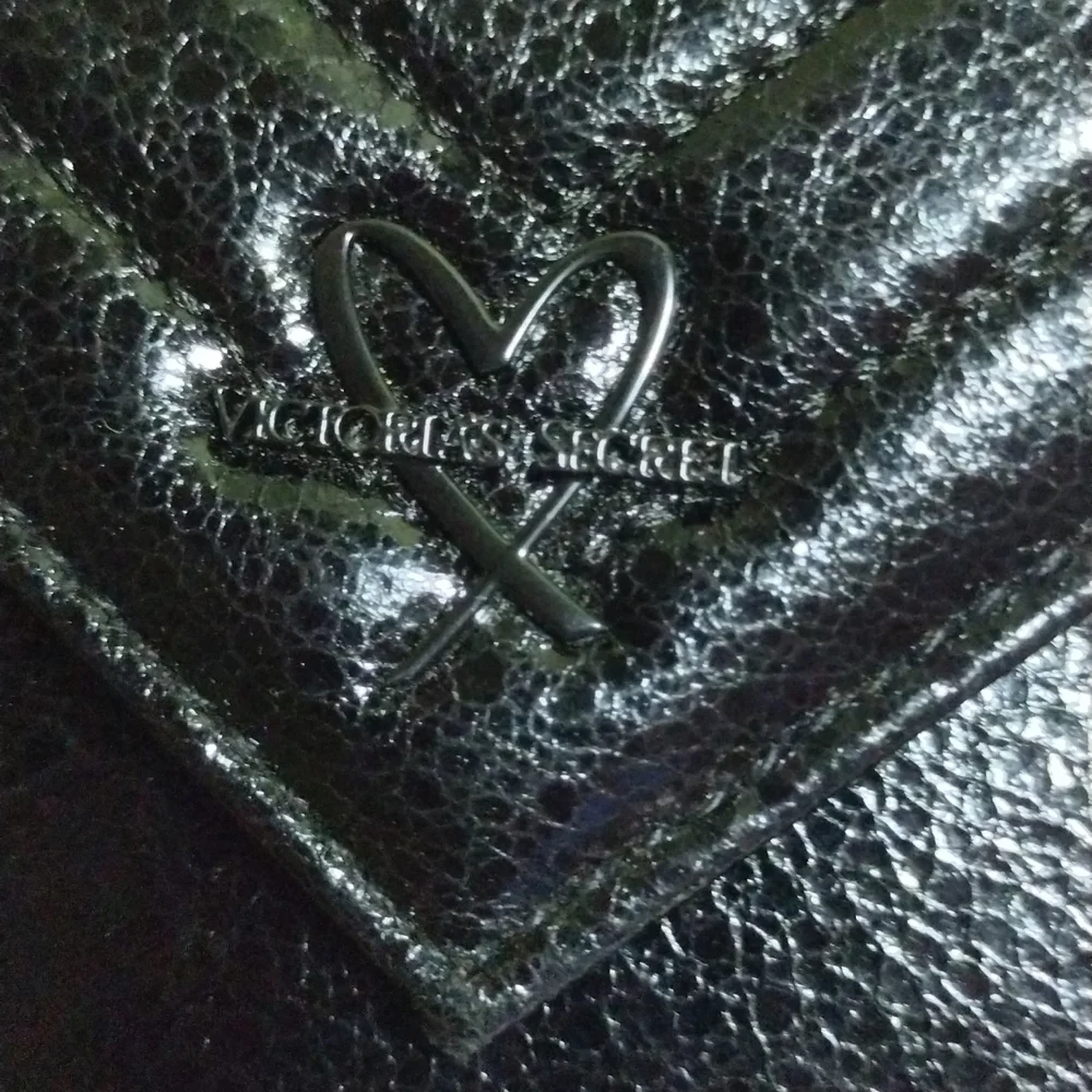 Victoria's Secret Black Faux Patent Leather Quilted  Wallet NWT